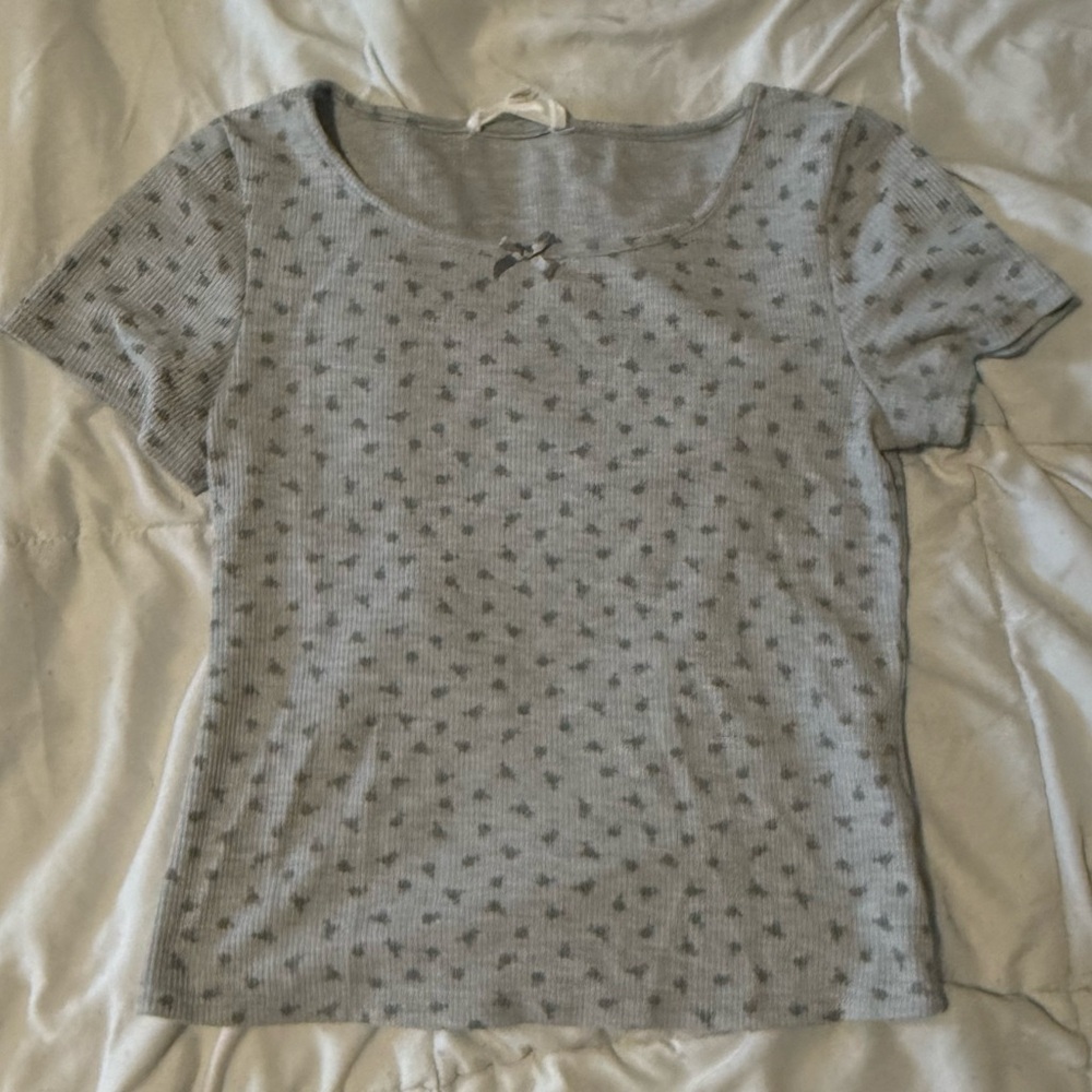 Pink Rose Gray Patterned Kids Tee